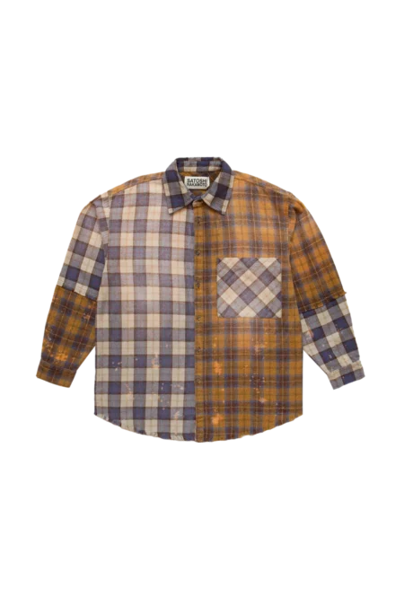 Satoshi Nakamoto Patchwork Logo Flannel Shirt Brown