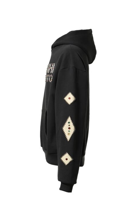 Satoshi Nakamoto Leather Studded Logo Hoodie